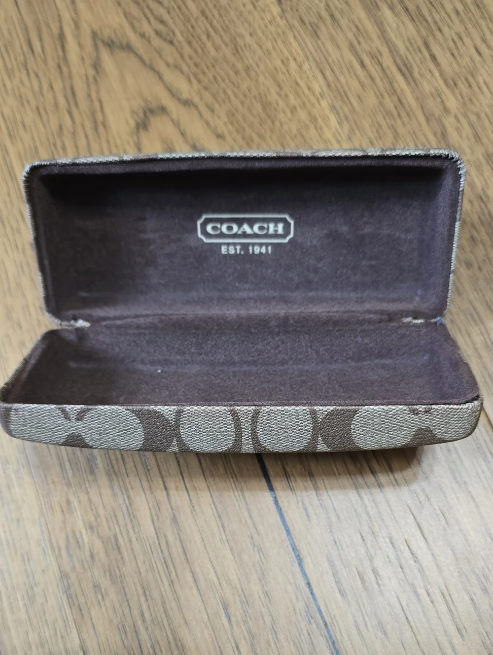 COACH Brown Signature Monogram Eyewear Case
